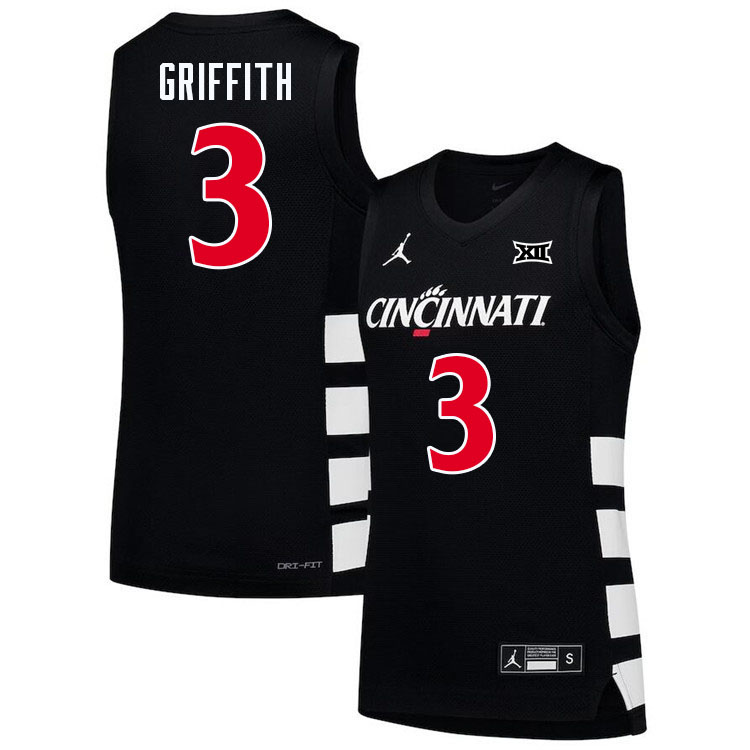 Rayvon Griffith Cincinnati Jersey,Cincinnati Bearcats #3 Rayvon Griffith Basketball Jersey-Black